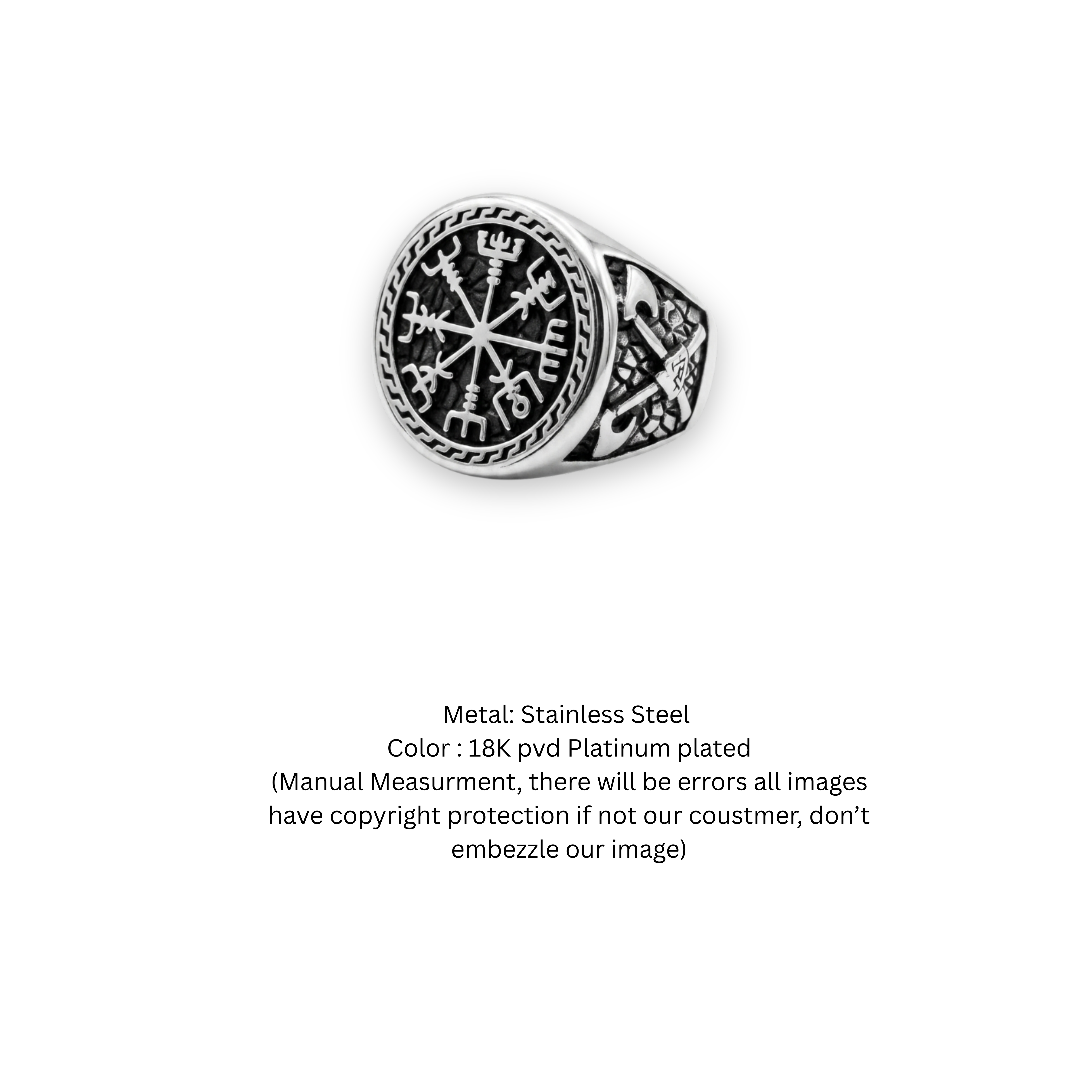 The Wayfinder: Viking Compass & Battle Axe Signet Ring