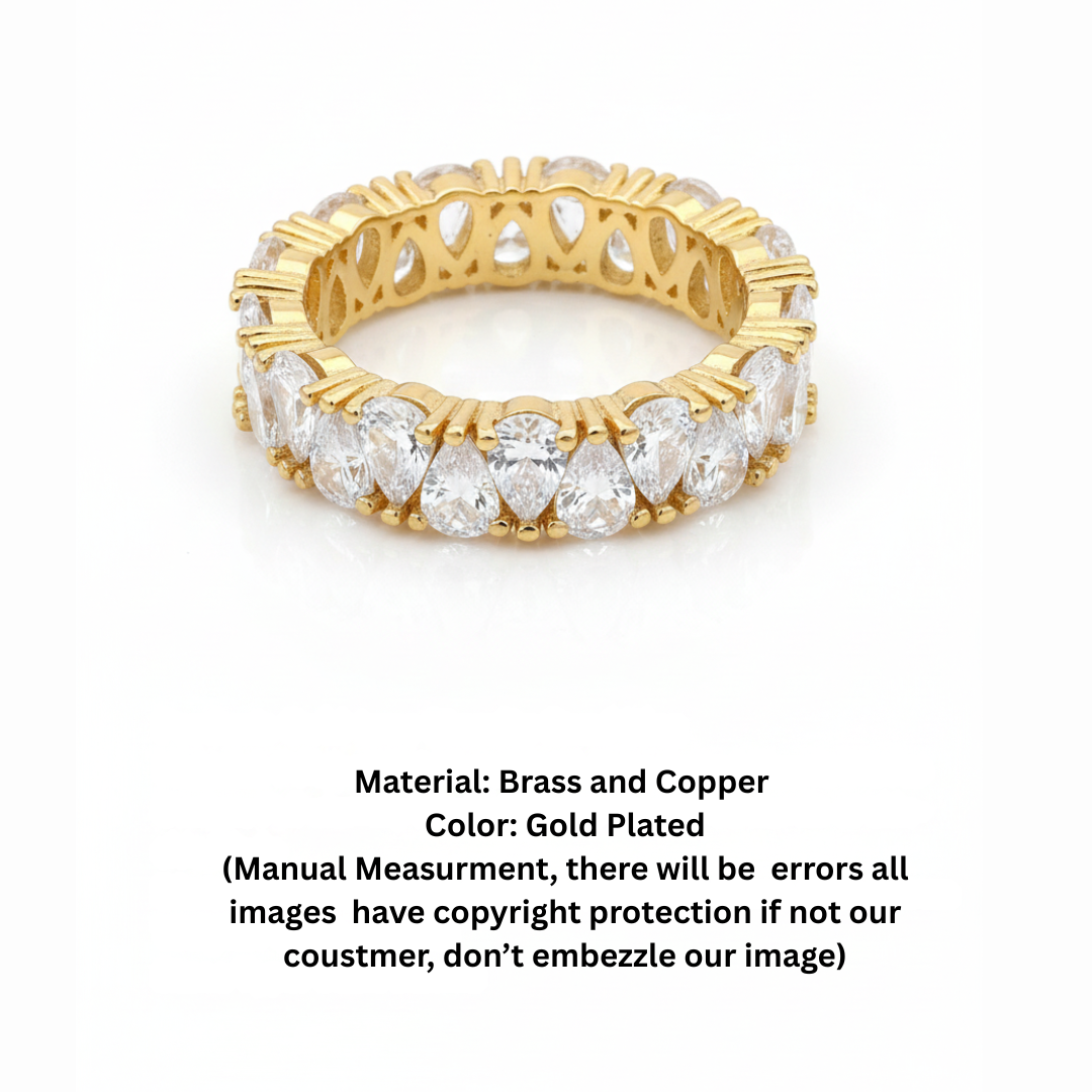 Teardrop Crystal Gold Statement Ring