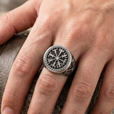 The Wayfinder: Viking Compass & Battle Axe Signet Ring