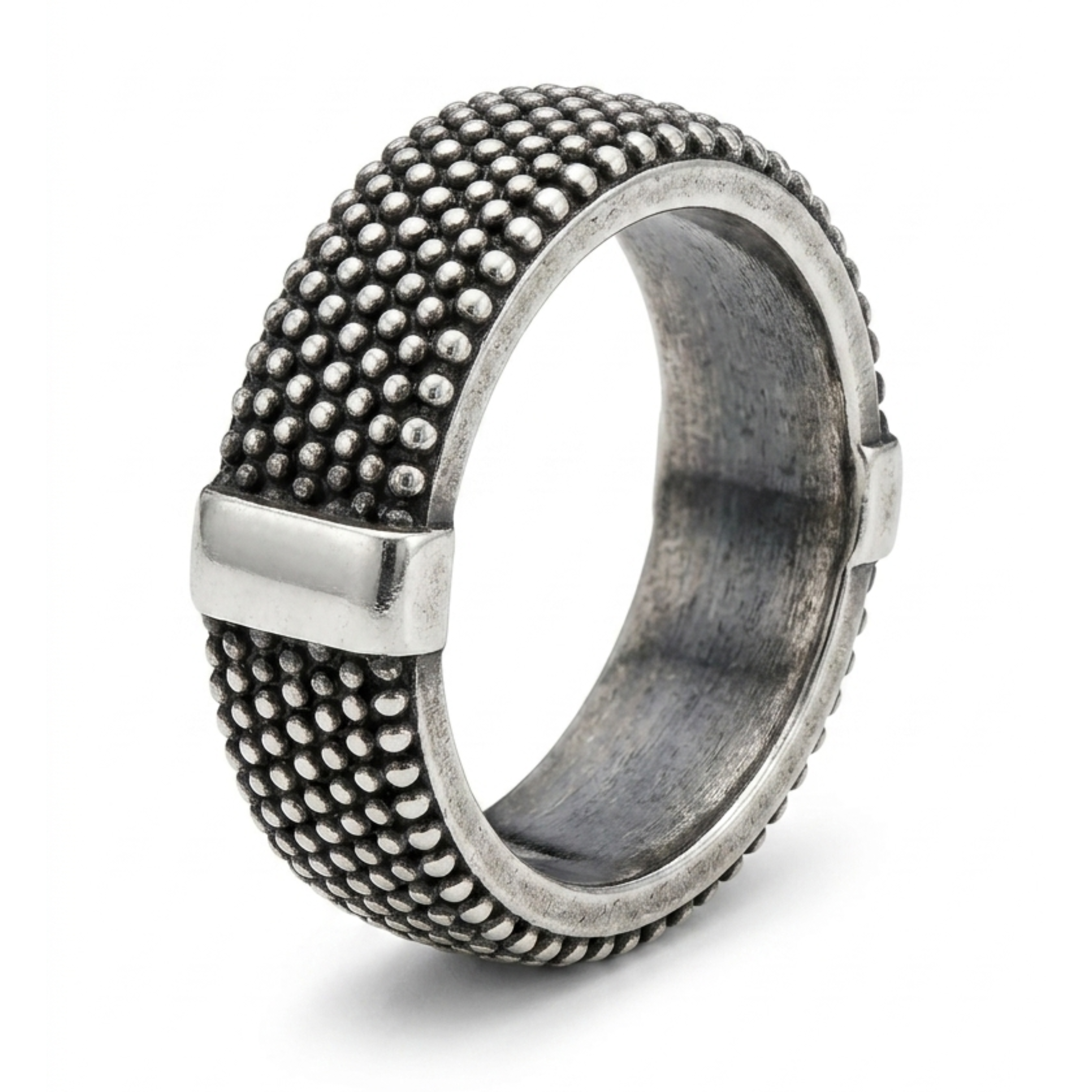 Oxidized Silver Textured Band Ring