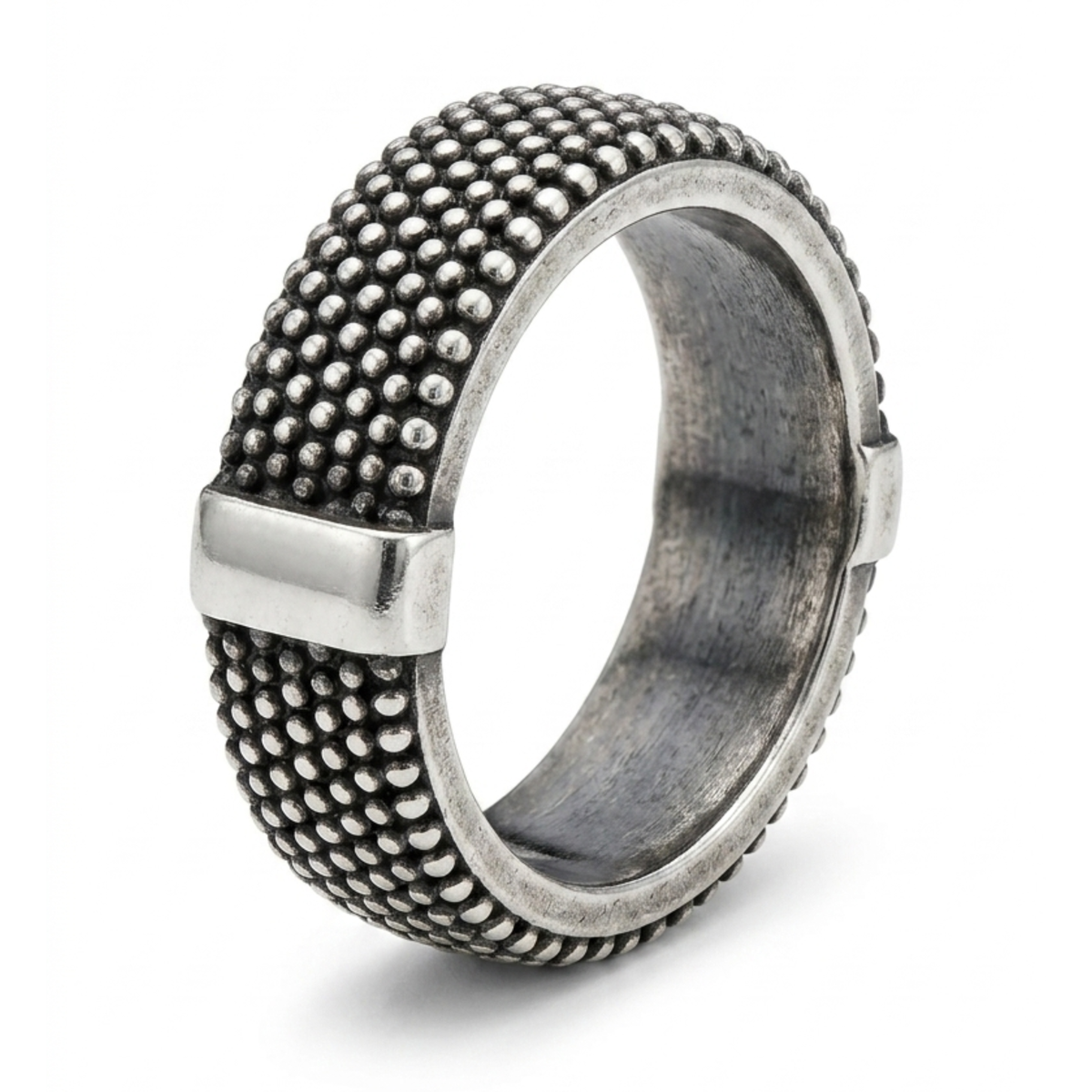 Oxidized Silver Textured Band Ring