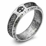 Vintage Norse Rune Celtic Knot Ring – Antique Silver Viking Band for Men