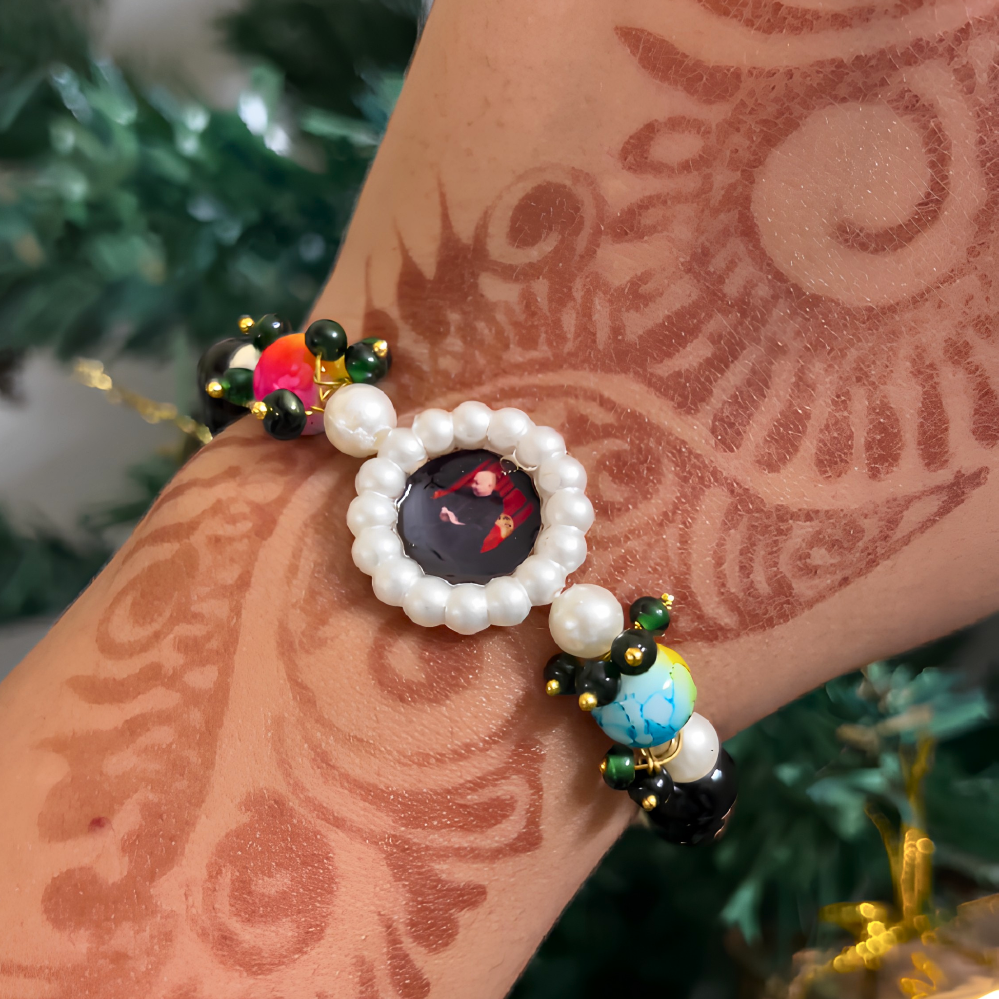 Celestial Harmony: Handcrafted Multi-Chroma Medallion Bracelet