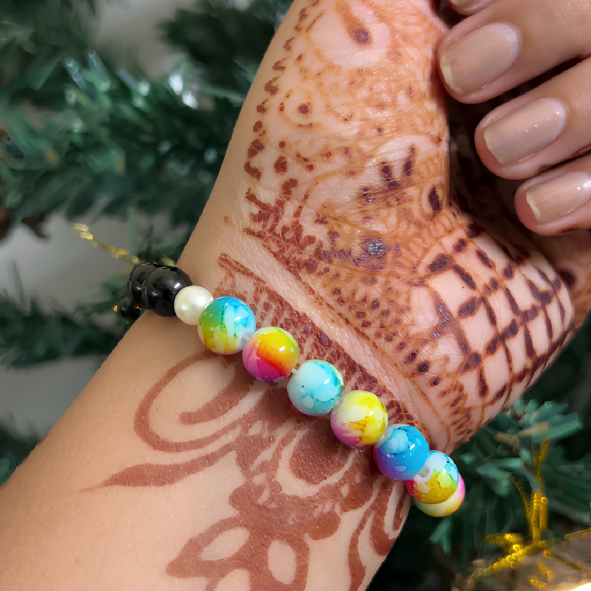 Celestial Harmony: Handcrafted Multi-Chroma Medallion Bracelet