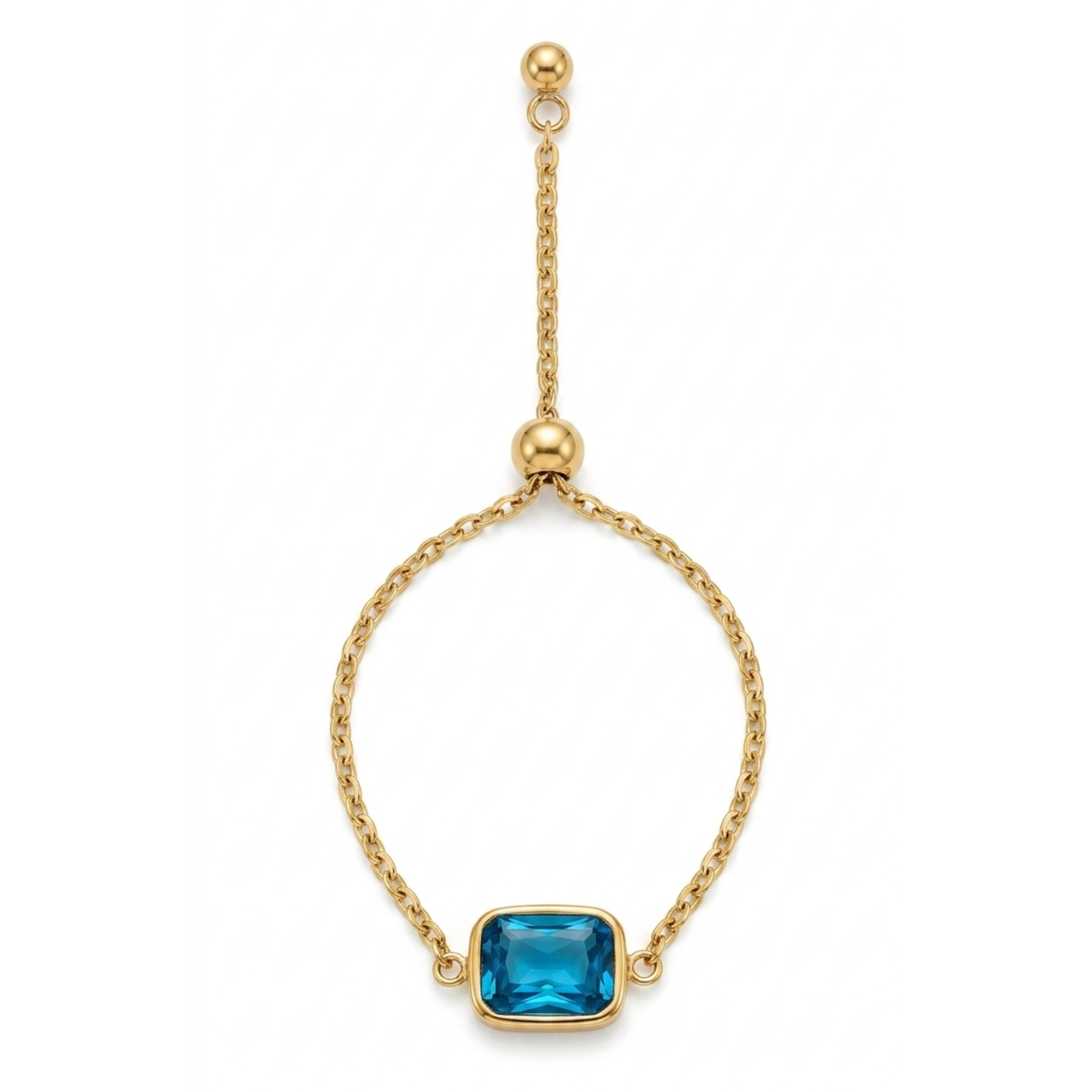 Gilded Ocean Rectangle Ring - London Blue Topaz and 18K Gold
