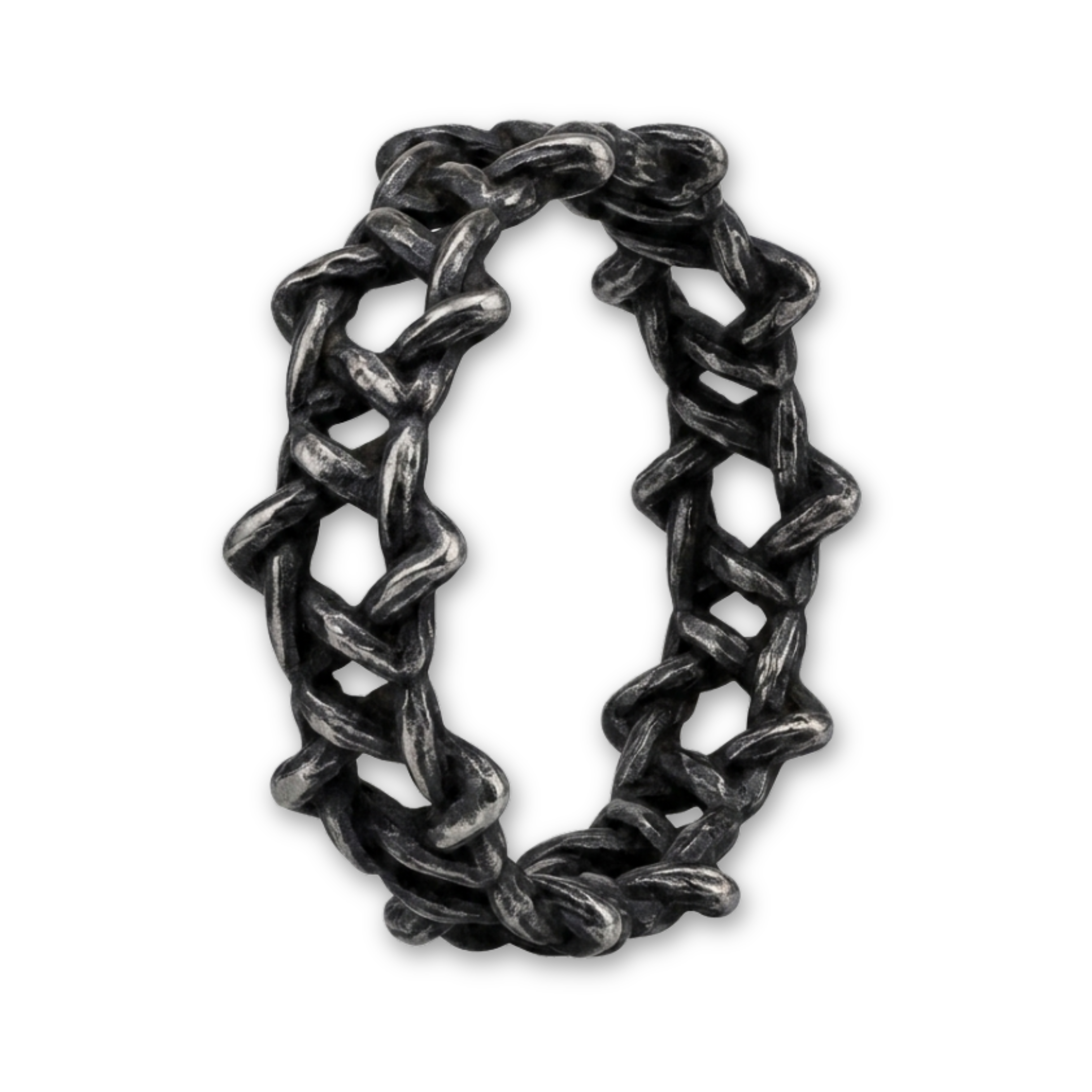 Oxidized Interlocking Weave Band Ring
