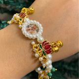 Divine Grace Pearl & Red Lotus Bracelet