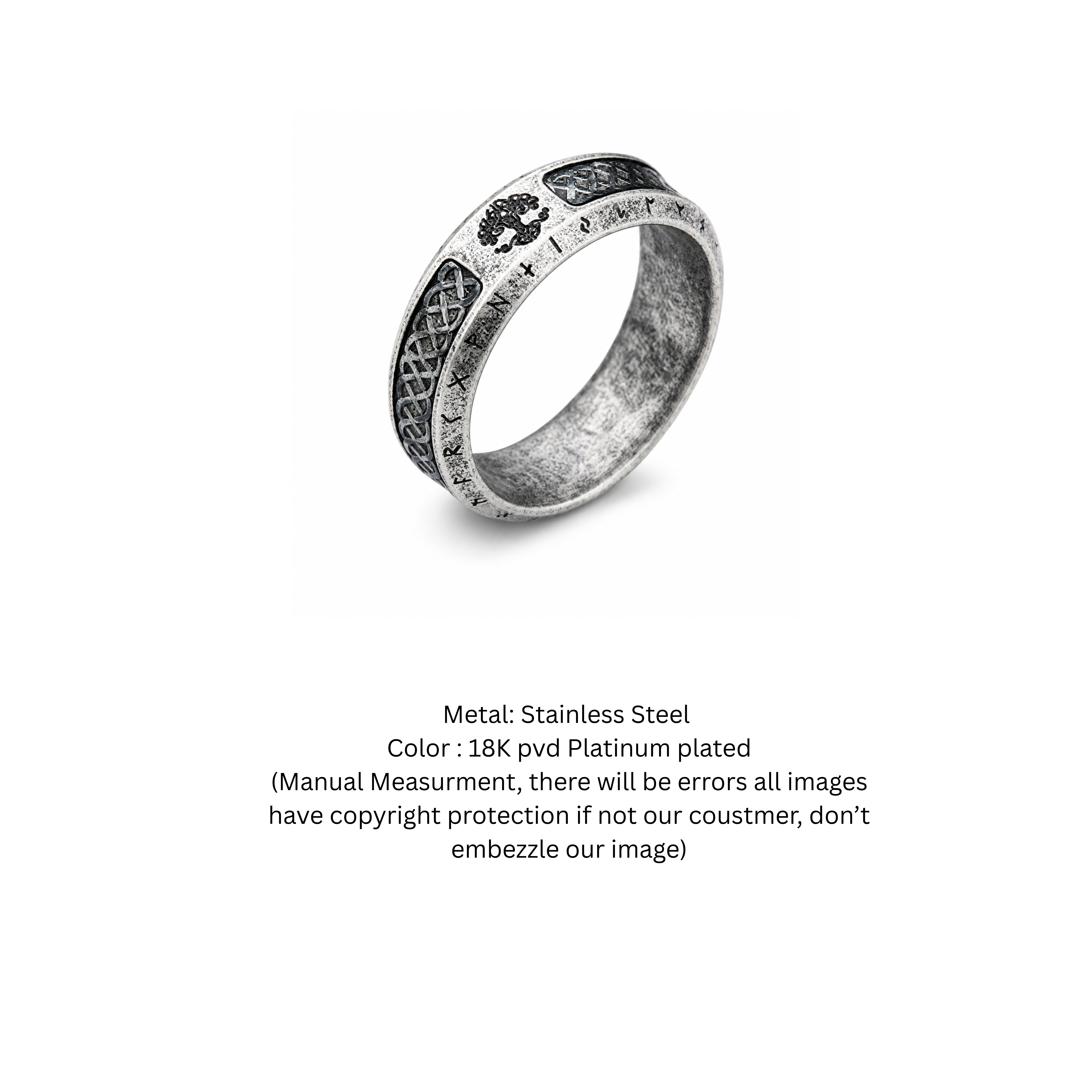 Vintage Norse Rune Celtic Knot Ring – Antique Silver Viking Band for Men