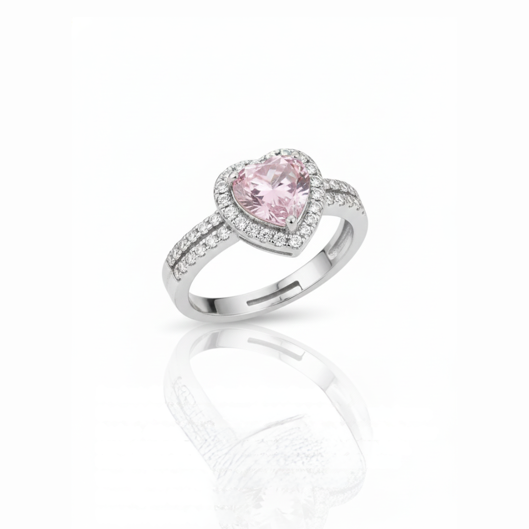 Pink Heart-Cut Solitaire Halo Ring