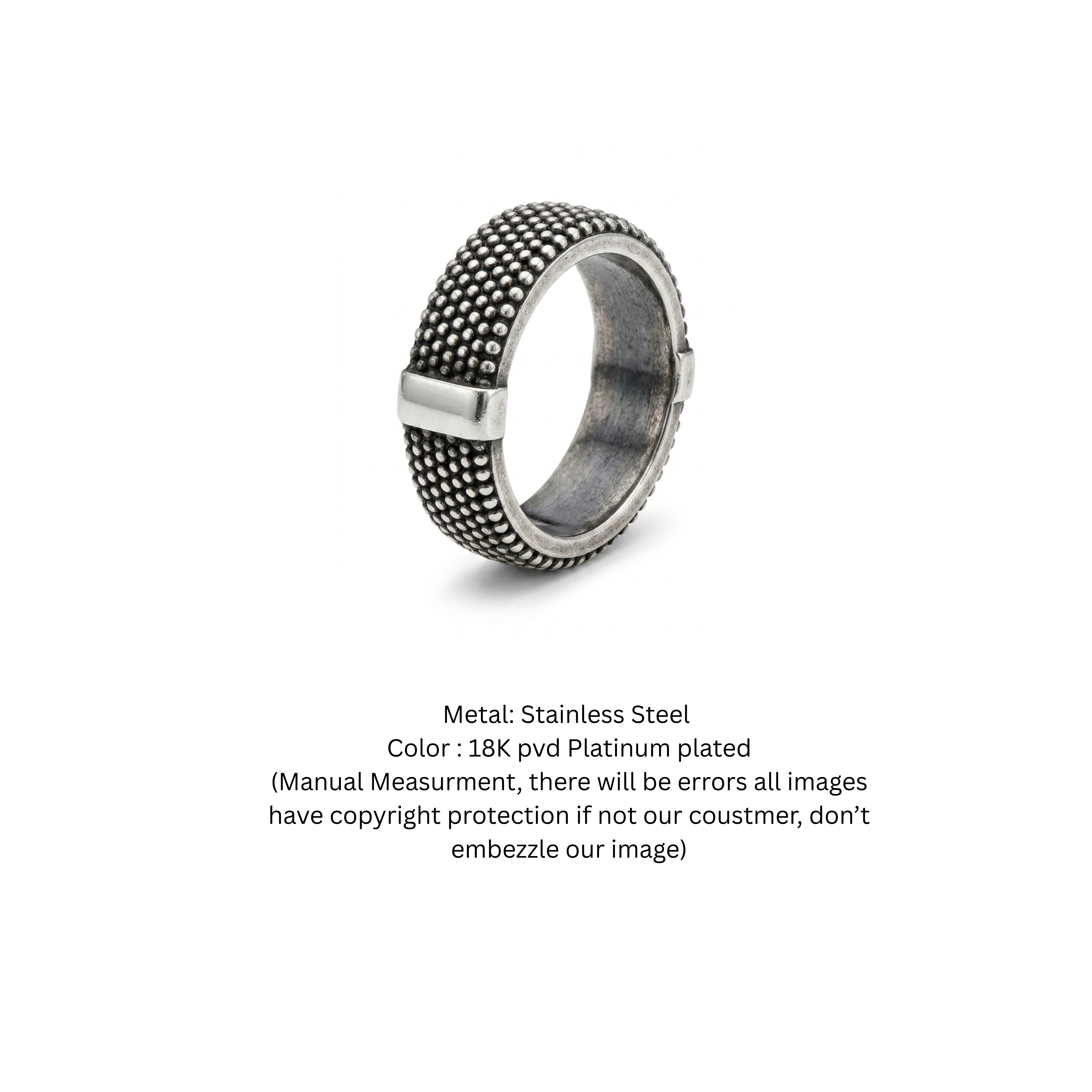 Oxidized Silver Textured Band Ring