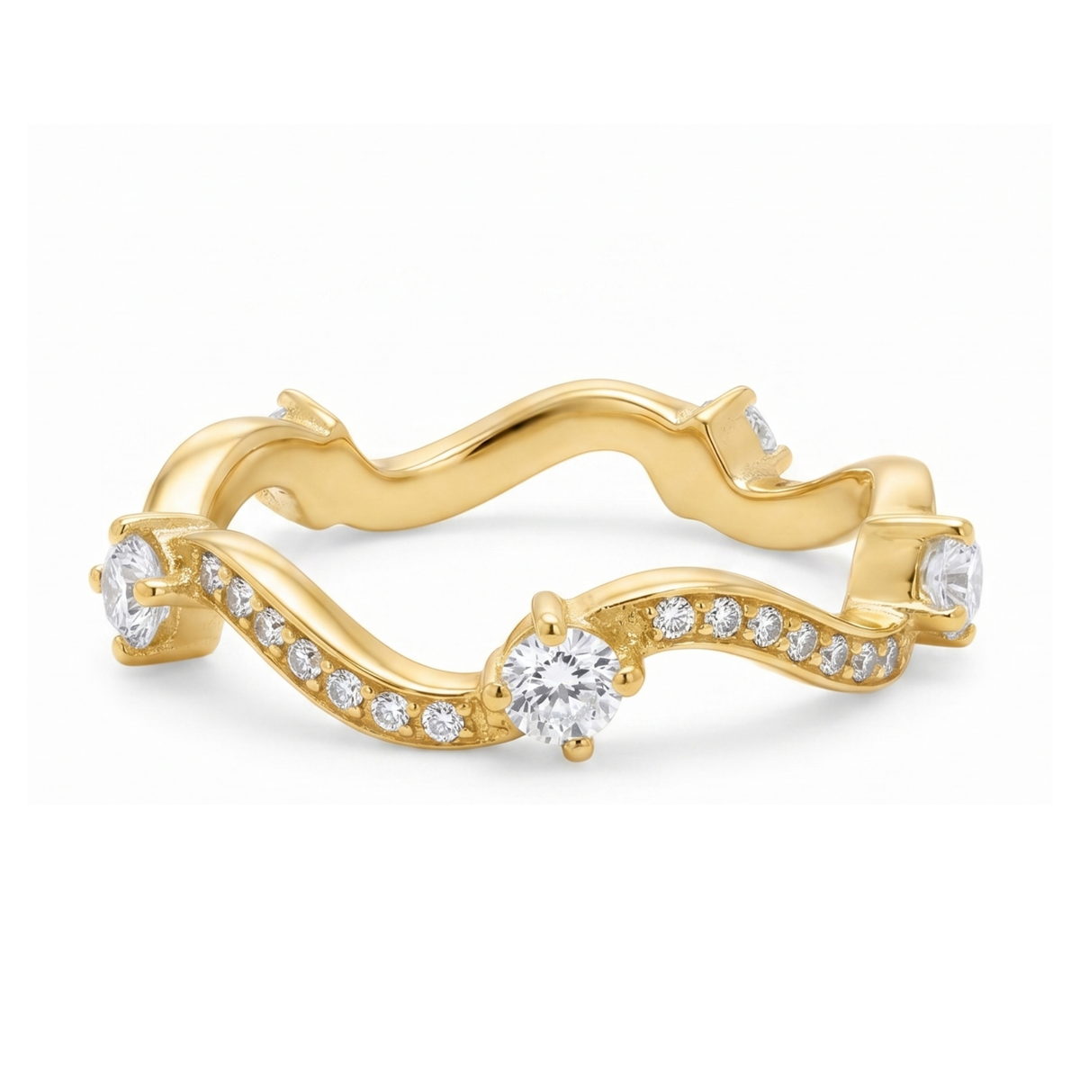 Radiant V-Shaped Diamond Contour Ring