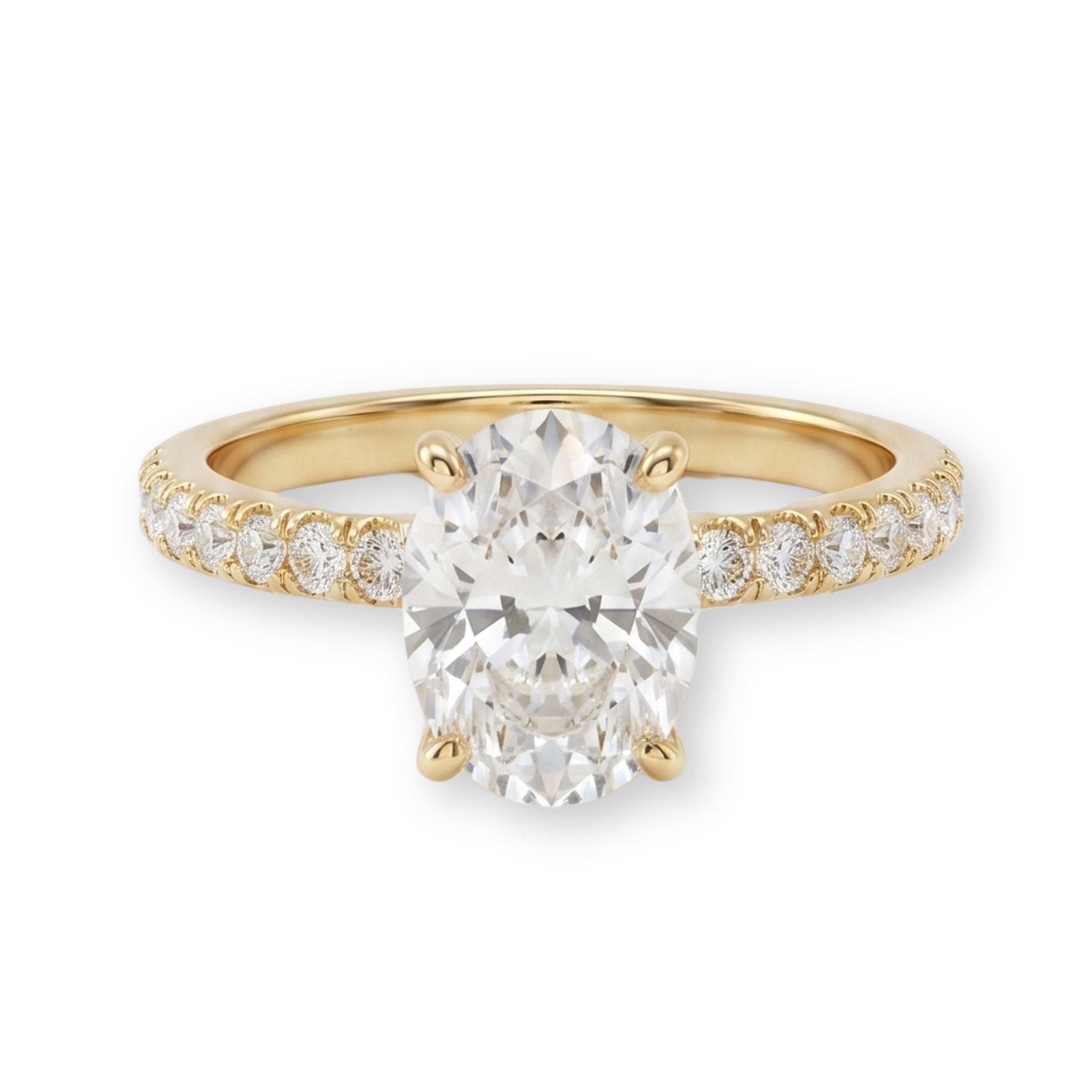 Oval-Cut Pavé Engagement Ring in Gold Finish