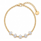 Gold Plated Station Bracelet with Brilliant Round-Cut Crystals