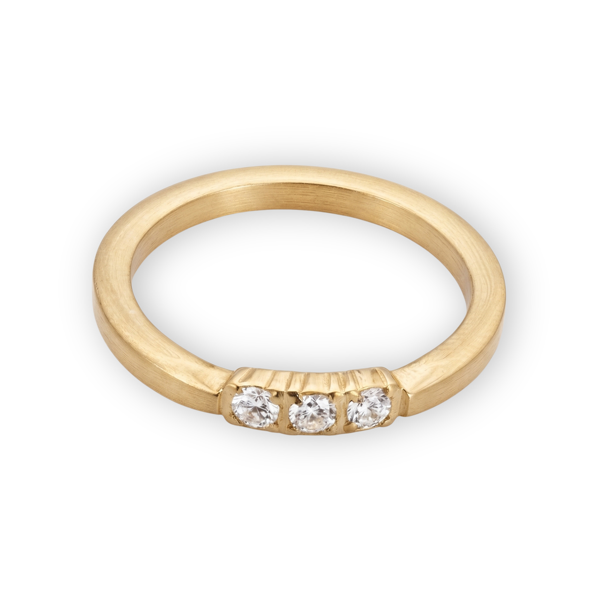 Radiant Three-Stone Gold Ring