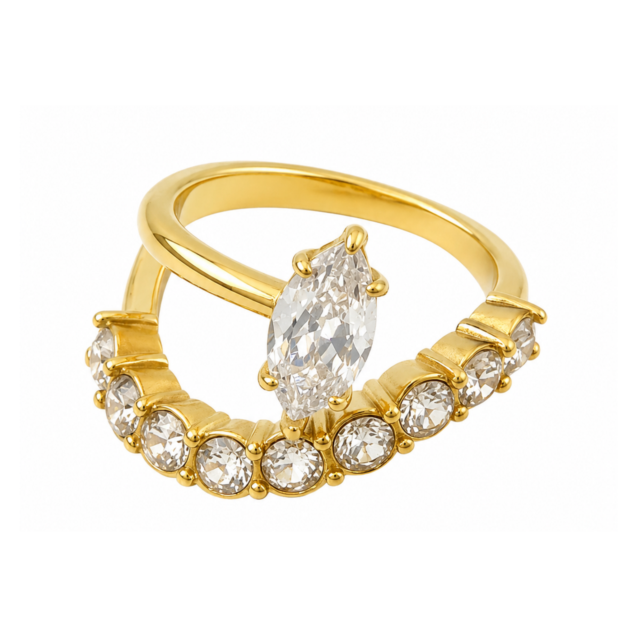 Golden Aura Marquise Split-Band Ring