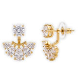 18K Gold Plated CZ Marquise Fan Jacket Stud Earrings