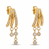 18K Gold Plated Triple-Strand Waterfall Chandelier Earrings