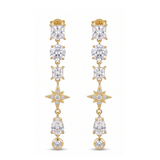 Celestial Elegance: 18K Gold Plated Cubic Zirconia Starburst Drop Earrings