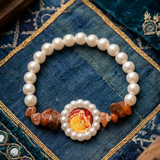 Soul Connection: Premium Pearl & Carnelian "Kripa" Bracelet