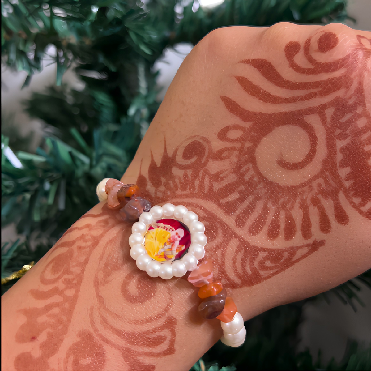 Soul Connection: Premium Pearl & Carnelian "Kripa" Bracelet