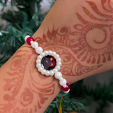 Sacred Protection Handcrafted Pearl & Carnelian Charm Bracelet
