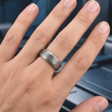 Vintage Norse Rune Celtic Knot Ring – Antique Silver Viking Band for Men