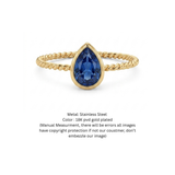 The Azure Drop: Pear-Cut Sapphire Twisted Band Ring in 18K Gold