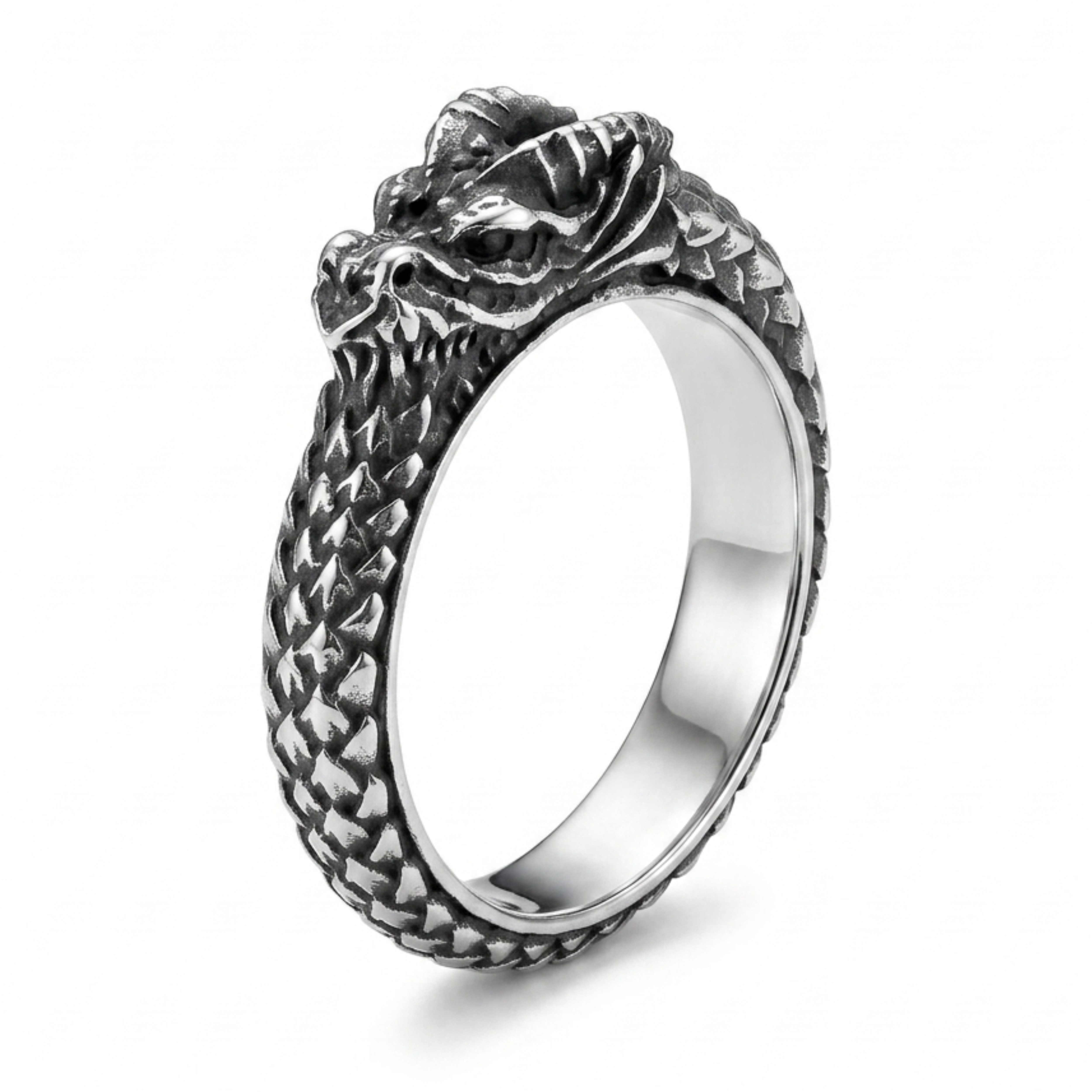 Dragon Crest Stainless Steel Statement Ring for Men