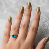 Gilded Ocean Rectangle Ring - London Blue Topaz and 18K Gold