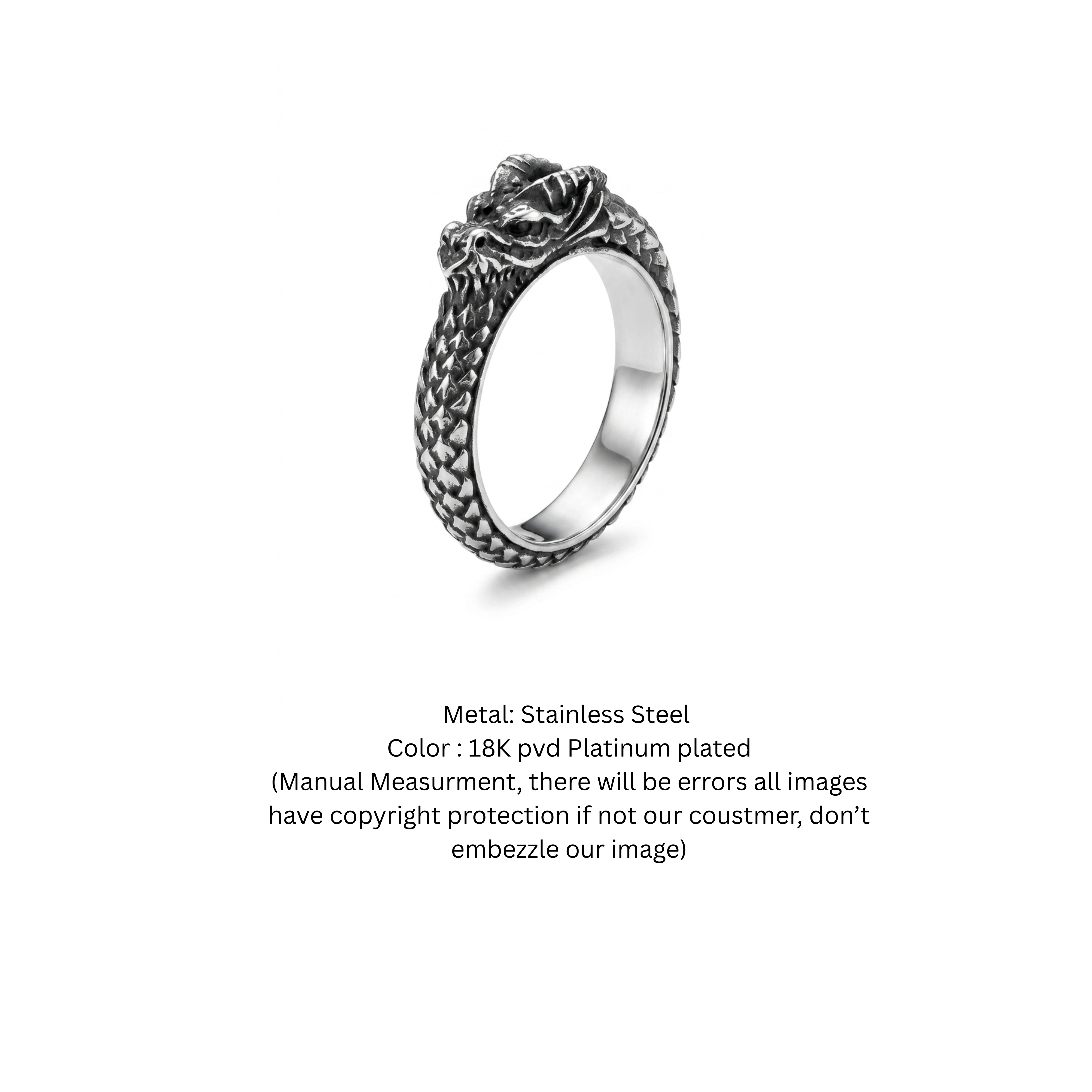 Dragon Crest Stainless Steel Statement Ring for Men