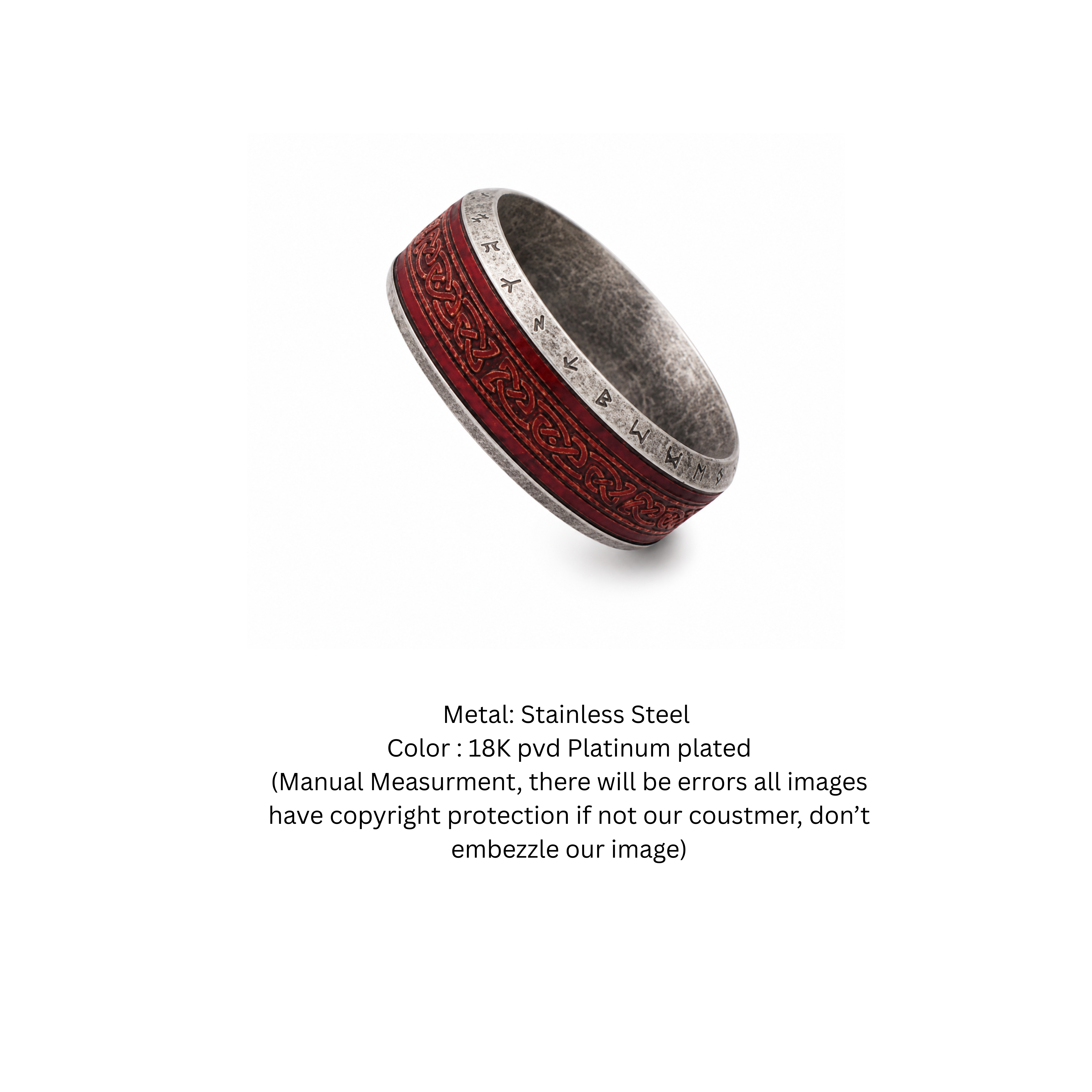 Nordic Crimson Rune Band