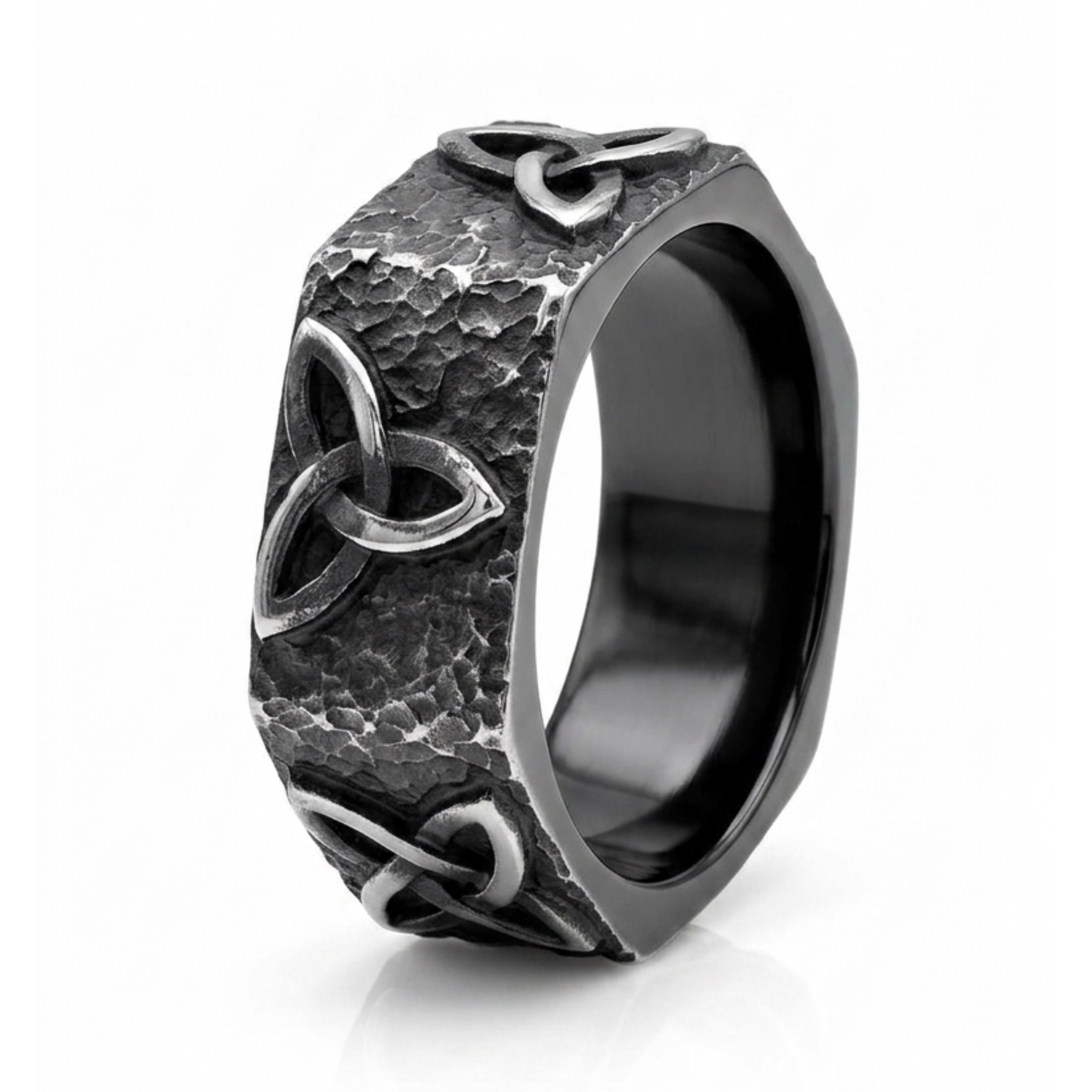 Hammered Sterling Silver Celtic Trinity Ring