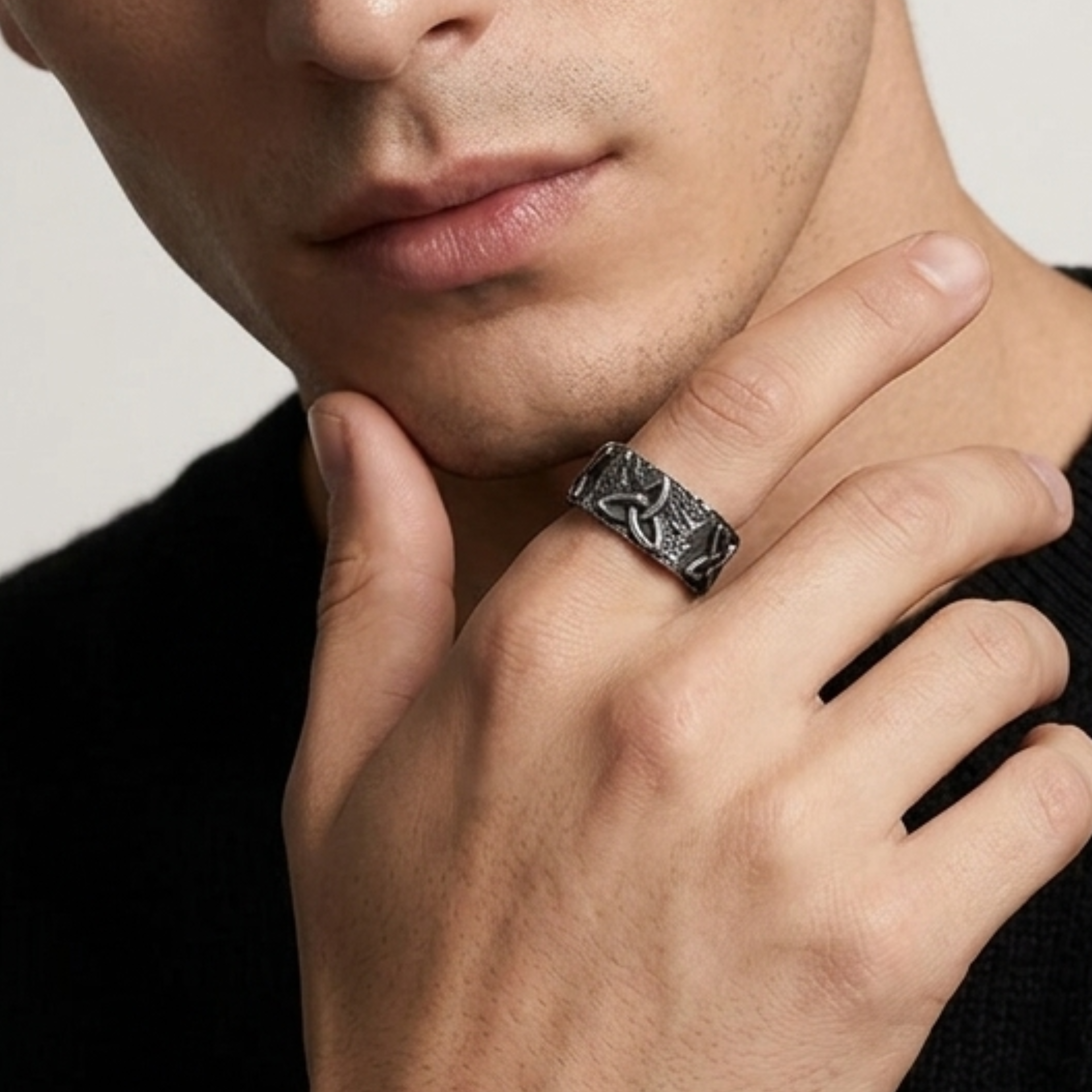 Hammered Sterling Silver Celtic Trinity Ring