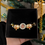 Eternal Bloom: Guruji Swaroop Bracelet with Lotus Enamel Work