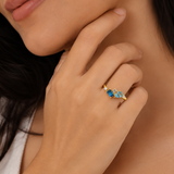Gold Multi-Stone Blue Topaz and Diamond Cluster Ring