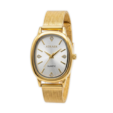 ATRAER Luxury Women’s Gold Mesh Quartz Watch – Oval Silver Dial with Diamond Accents
