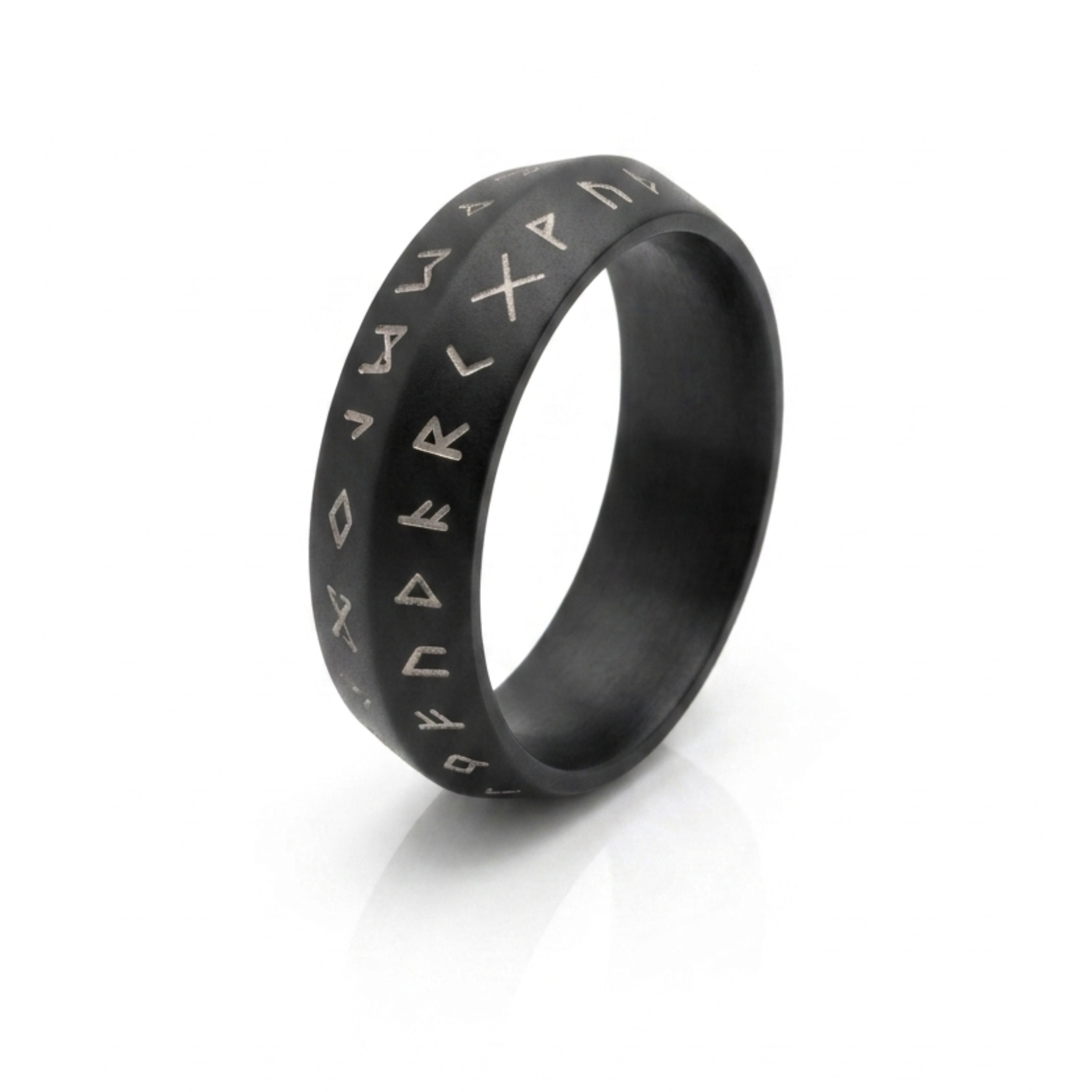 Norse Mystery: Black Matte Runic Band