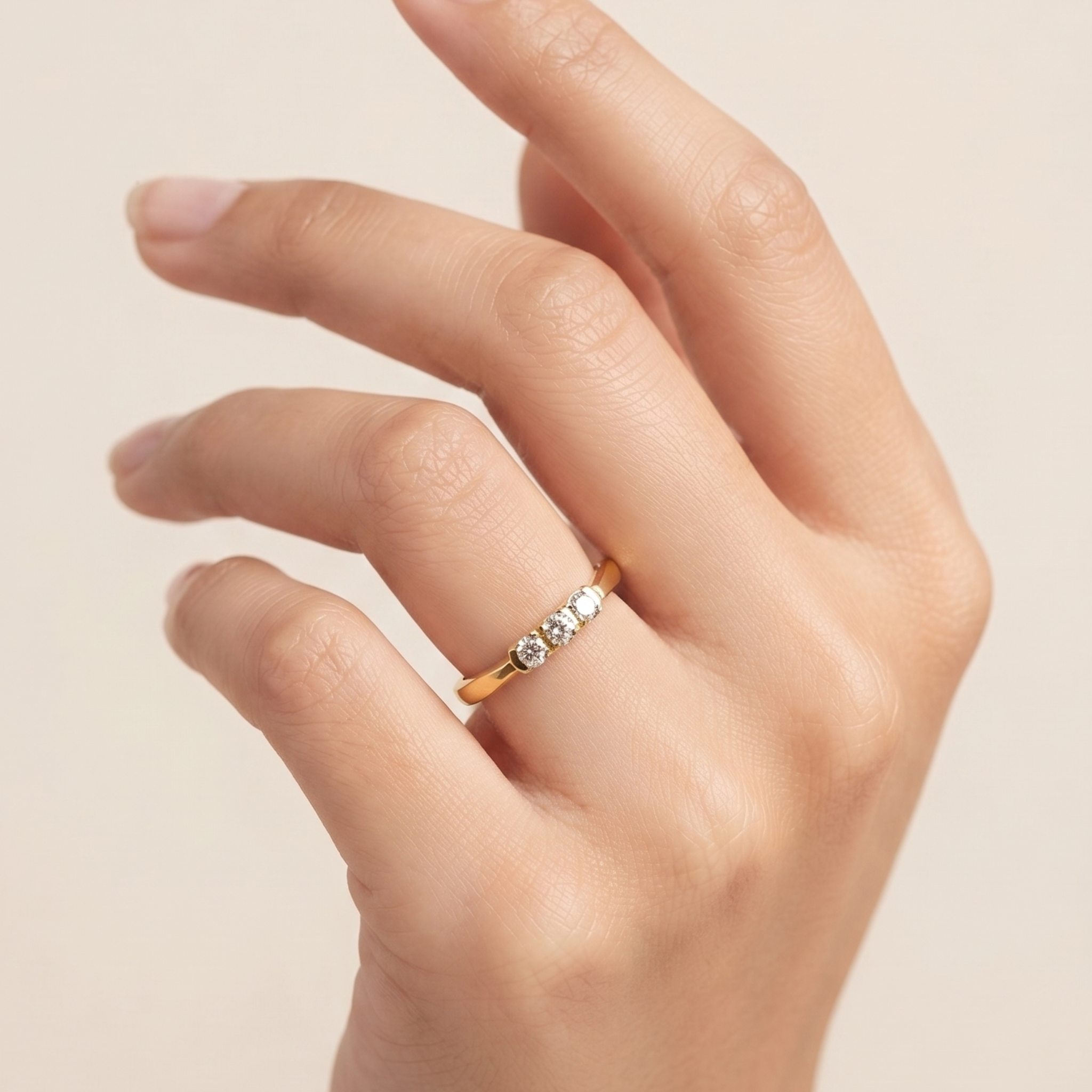 Radiant Three-Stone Gold Ring