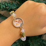 Celestial Radiance Aura Quartz & Jade Chip Guru Bracelet – Handcrafted Spiritual Devotional Mala