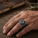 Men's Vintage Bear Claw Celtic Knot Signet Ring in Antique Silver Finish