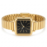 ATRAER Women's Square Gold-Tone Expansion Band Watch with Minimalist Black Dial