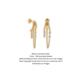 18K Gold-Plated Triple Claw Chain Drop Earrings