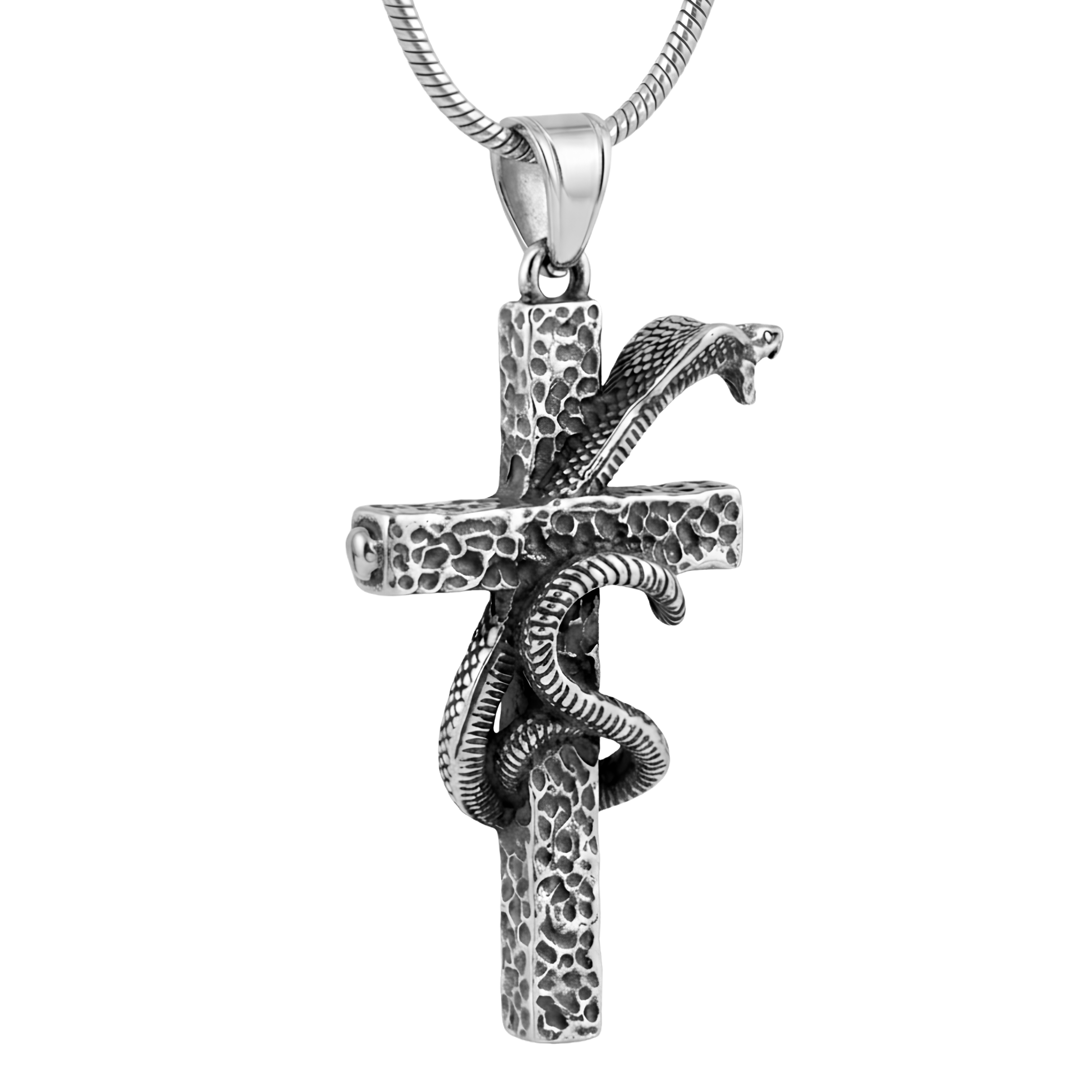 Gothic Serpent Cross Pendant Necklace