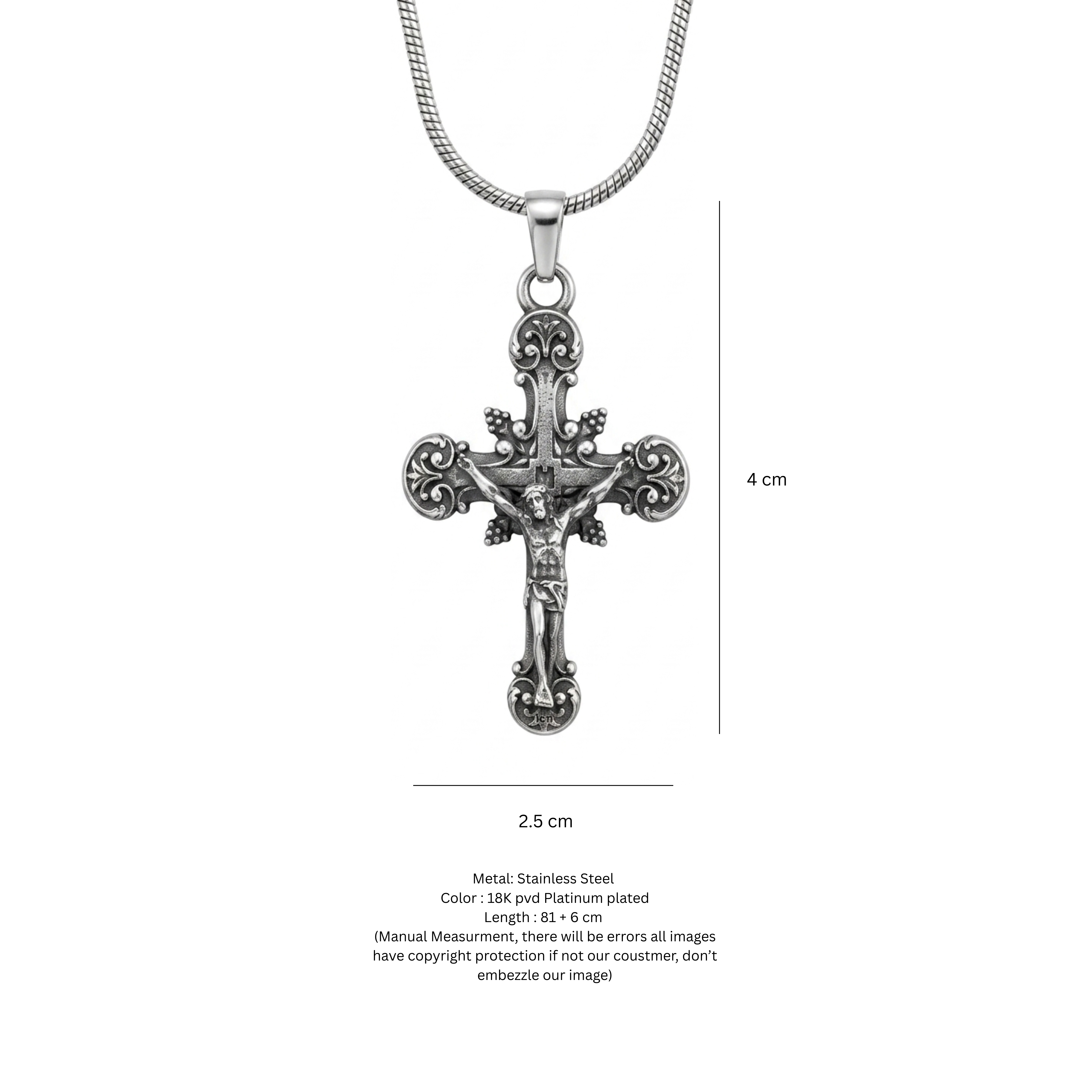 Antique Silver Ornate Crucifix Pendant