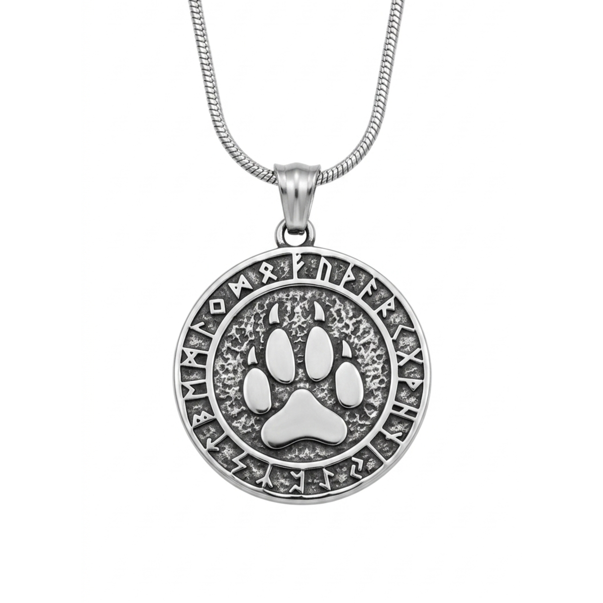 Handcrafted Norse Runic Bear Paw Medallion Necklace