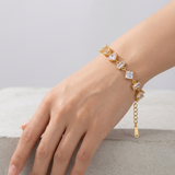 Radiant Multi-Cut Diamond-Style Gold-Plated Bracelet