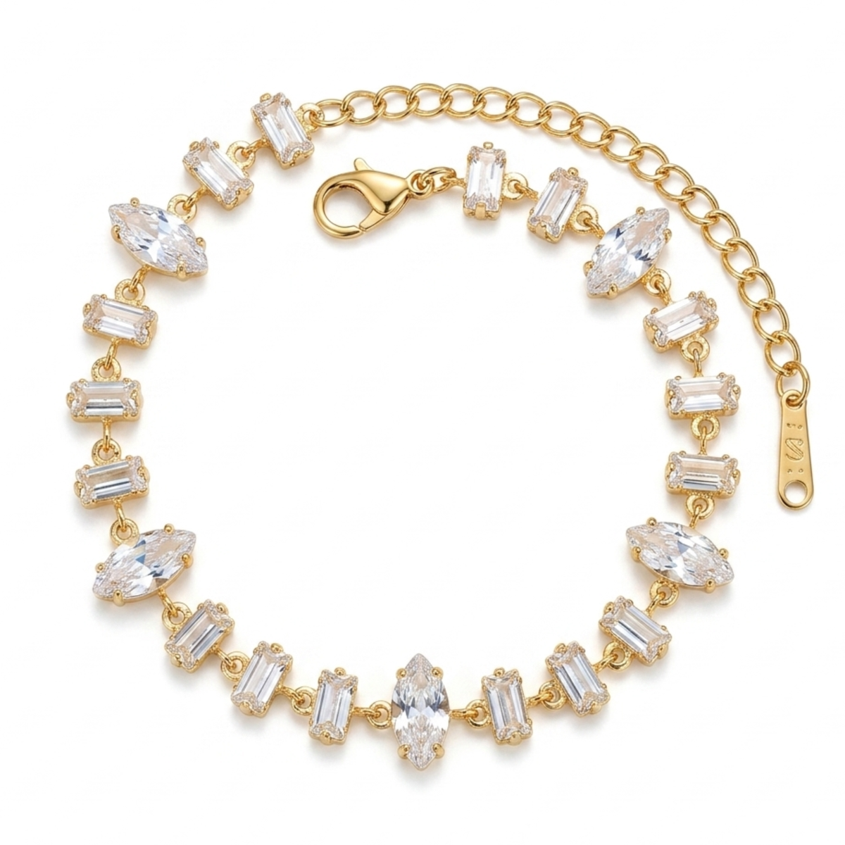 Celestial Marquise & Baguette Gold-Plated Tennis Bracelet