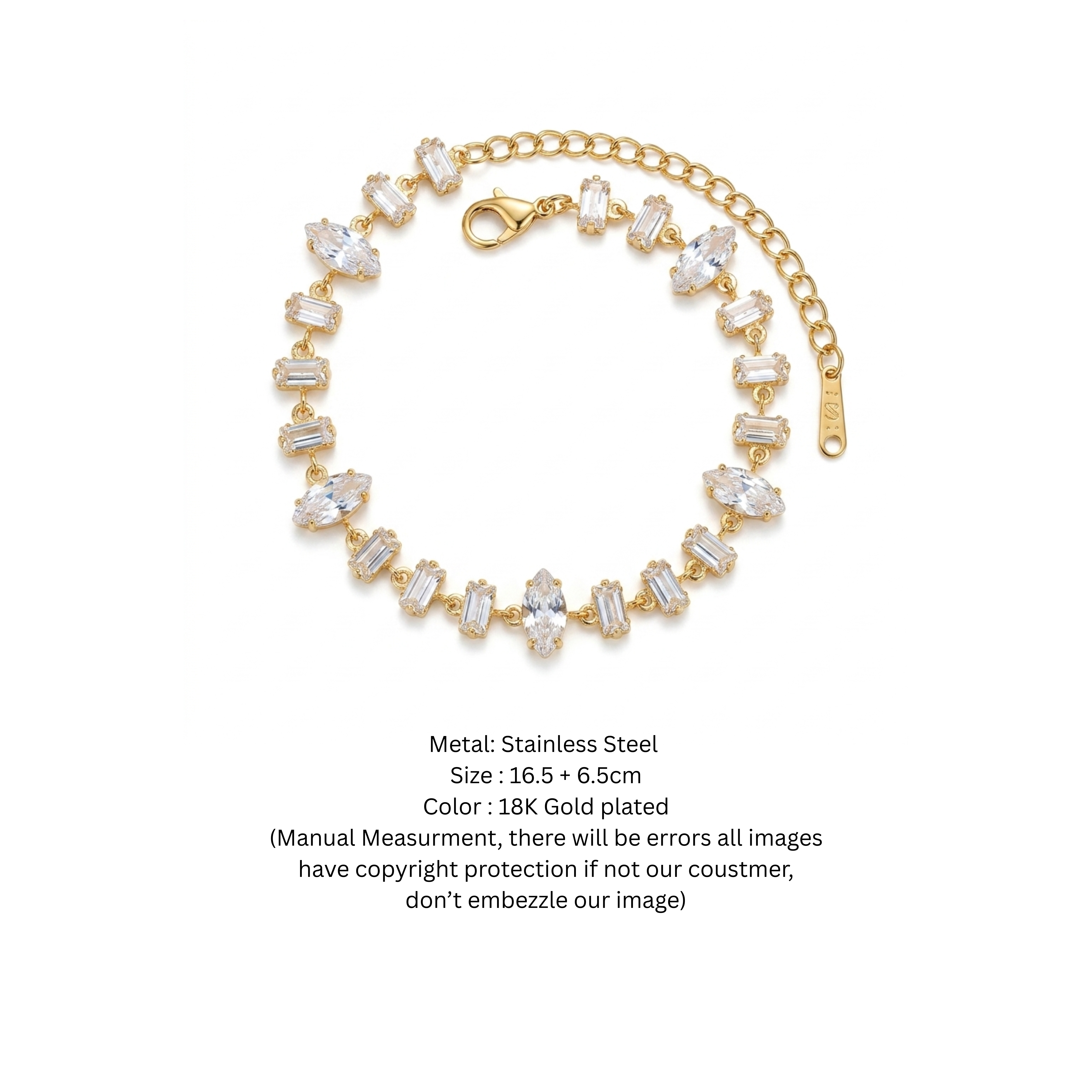 Celestial Marquise & Baguette Gold-Plated Tennis Bracelet