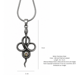 Serpent Eclipse Pendant Necklace – Platinum Plated Stainless Steel Snake Pendant