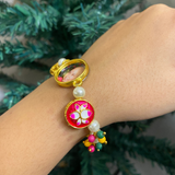 Sacred Lotus & Pearl Devotional Photo Bracelet with Meenakari Accents